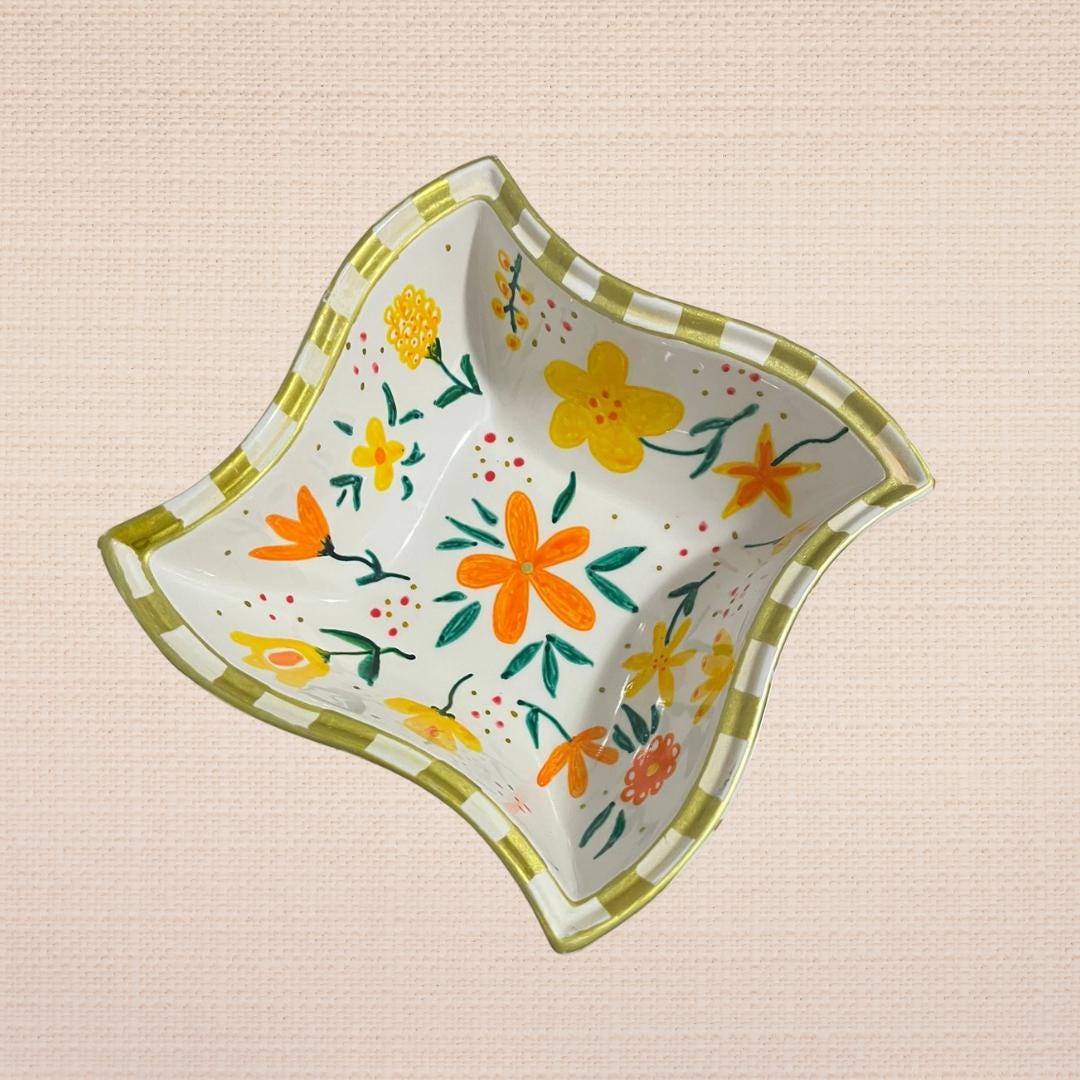 Gold Accent Floral Bowl