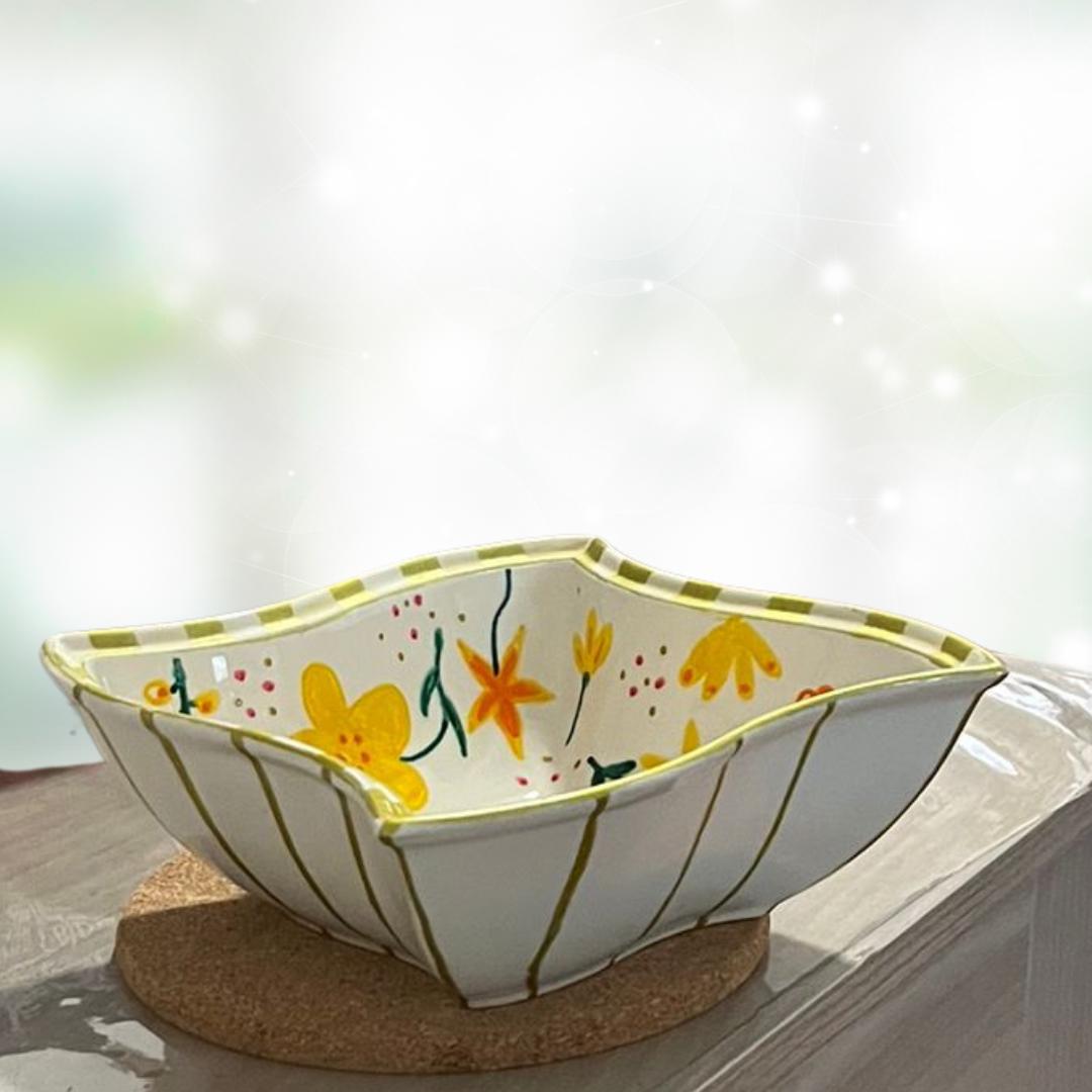 Gold Accent Floral Bowl