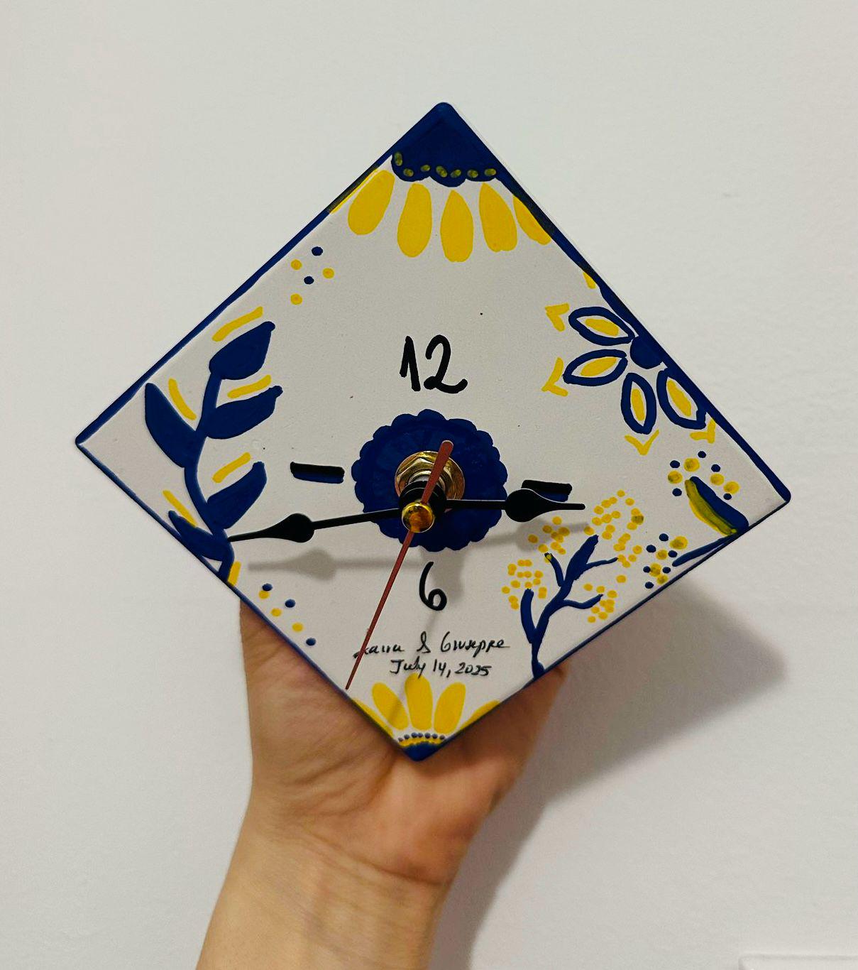 10/30/60 Floral Mini Wall Clocks – Personalized 4” Hand-Painted Ceramic Clock – Perfect for Weddings, Birthdays & Special Event Favors