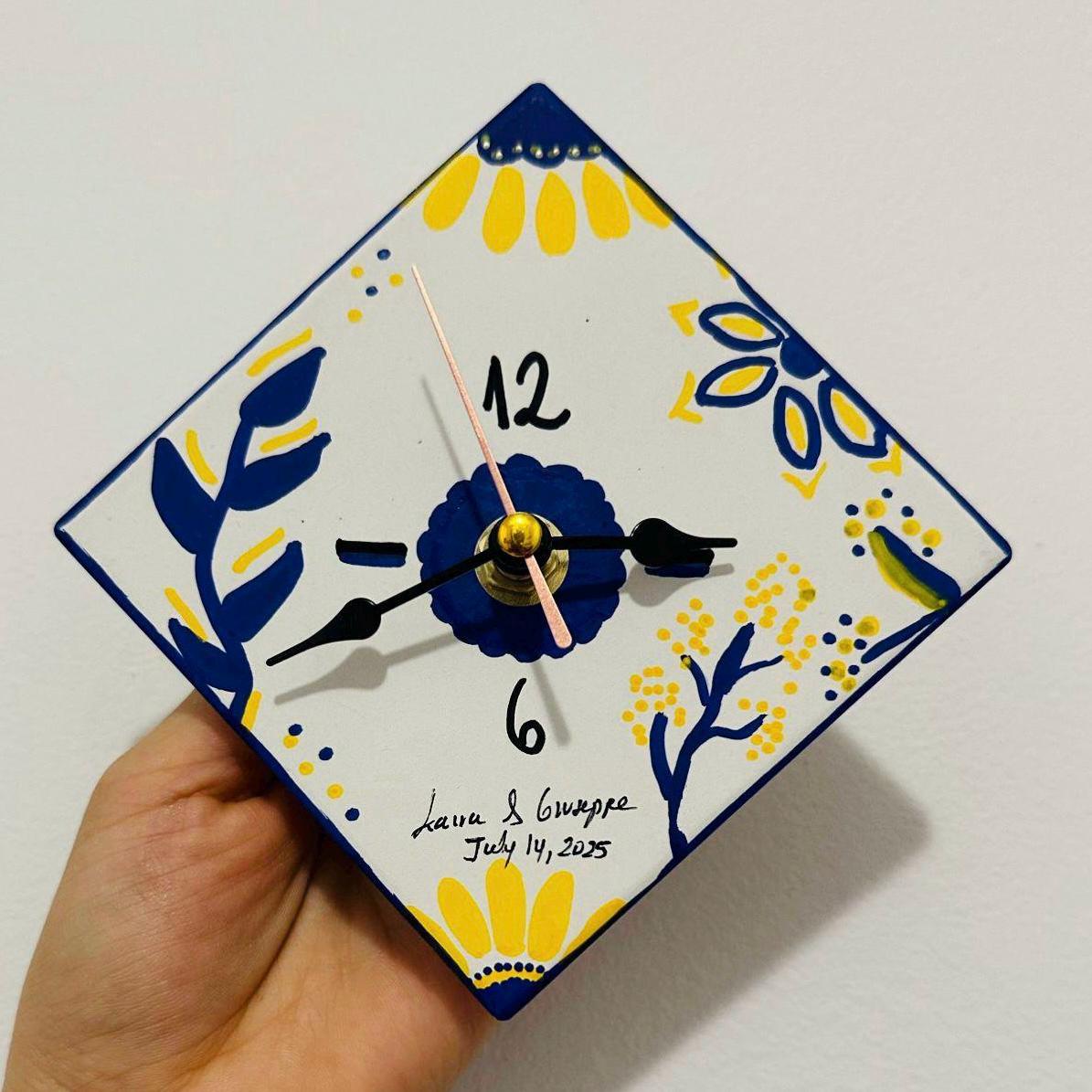 10/30/60 Floral Mini Wall Clocks – Personalized 4” Hand-Painted Ceramic Clock – Perfect for Weddings, Birthdays & Special Event Favors