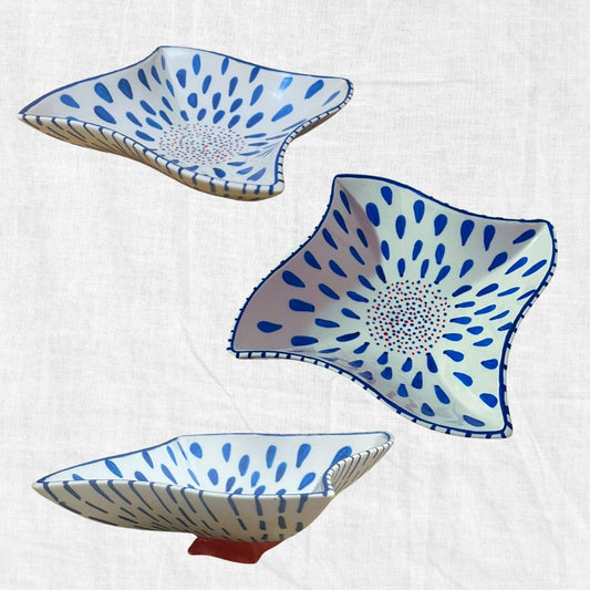 Ceramic Delight Bowl - Blue Dot Pattern