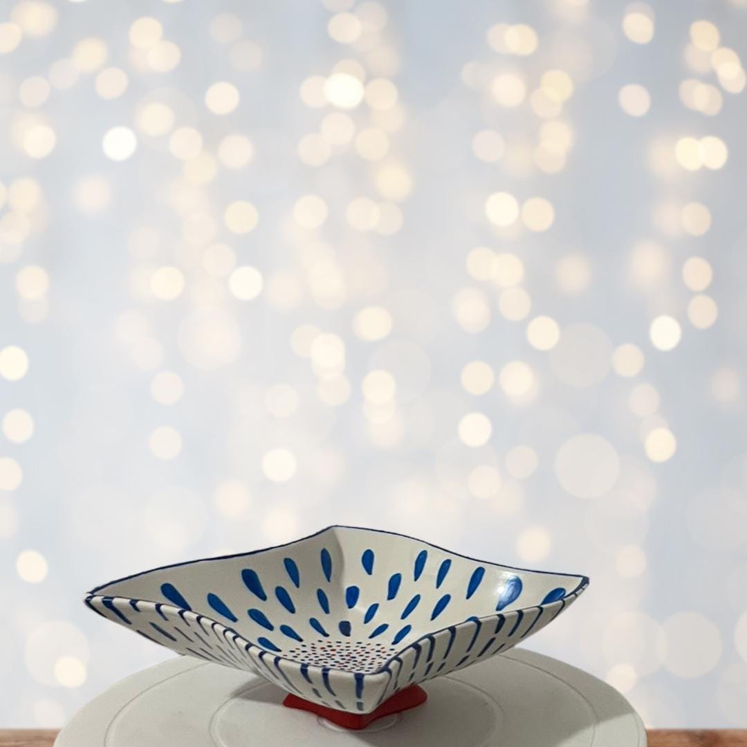 Ceramic Delight Bowl - Blue Dot Pattern