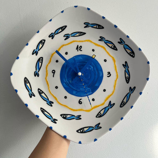 Blue fish clock