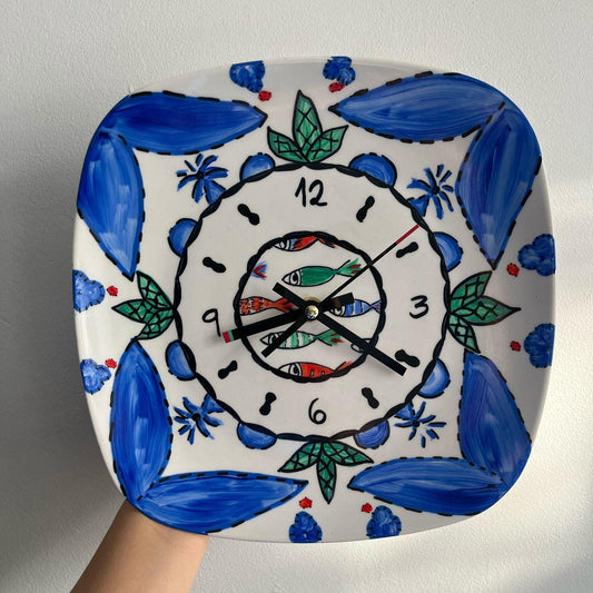 Blue ceramic clock