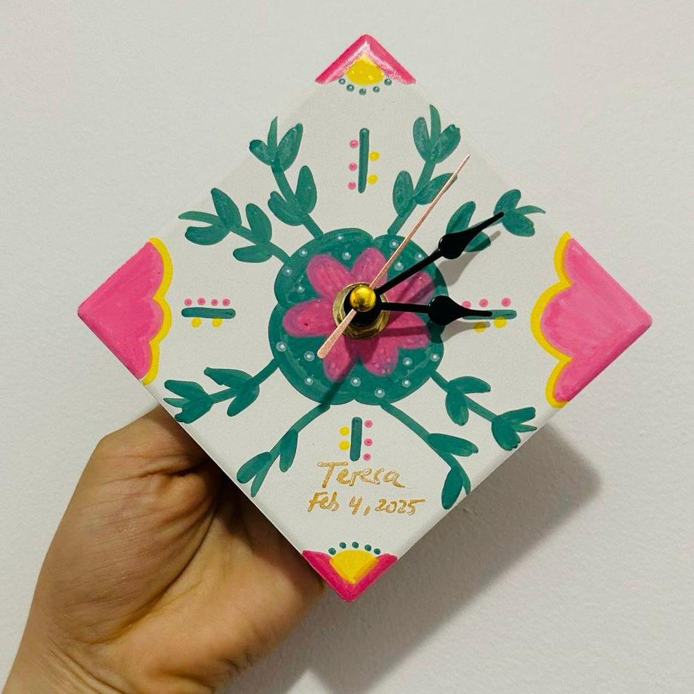 10/30/60 Mini Floral Wall Clocks – 4” Hand-Painted Ceramic Clock – Custom Unique Party Favor for Any Special Occasion
