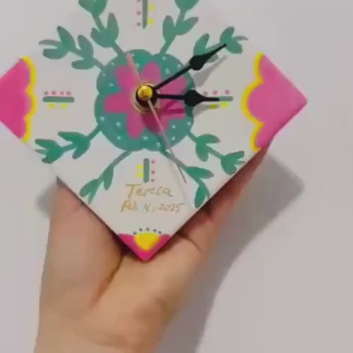 10/30/60 Mini Floral Wall Clocks – 4” Hand-Painted Ceramic Clock – Custom Unique Party Favor for Any Special Occasion