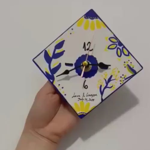 10/30/60 Floral Mini Wall Clocks – Personalized 4” Hand-Painted Ceramic Clock – Perfect for Weddings, Birthdays & Special Event Favors